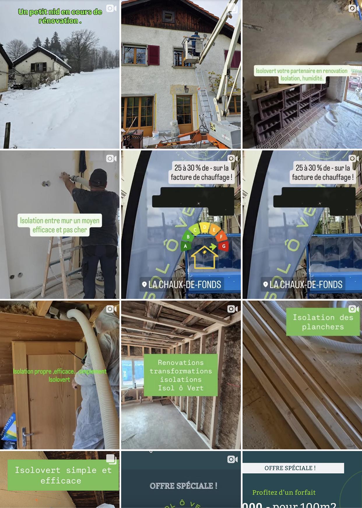 Galerie Instagram de La Meijer isolation montrant divers projets d'isolation